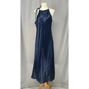 Aritzia Babaton Dress Large Blue Satin Midi Strappy Coquette Romantic Whimsygoth